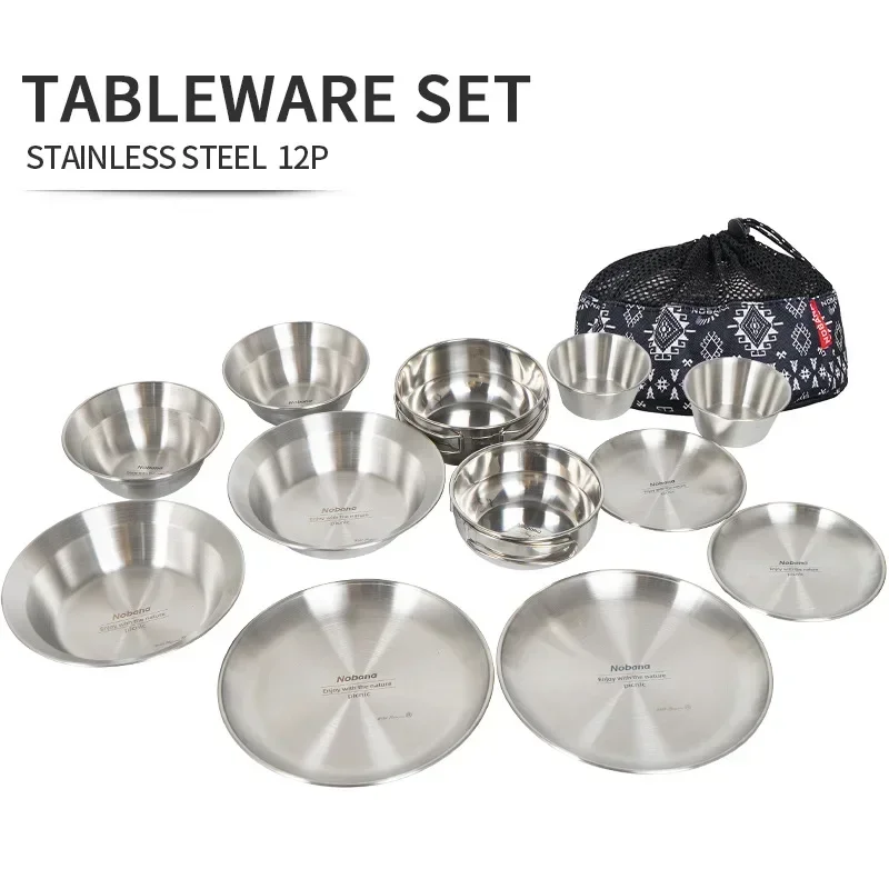 Camping Cooking Dining Set - CLS&NOBANA 12-częściowy Zestaw Naczyń Kempingowych Przenośny