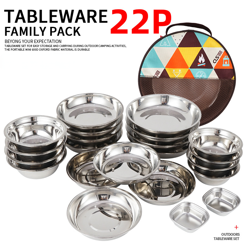 Camping Cooking Dining Set - Nowy Zestaw Przenośnych Talerzy Kempingowych 22